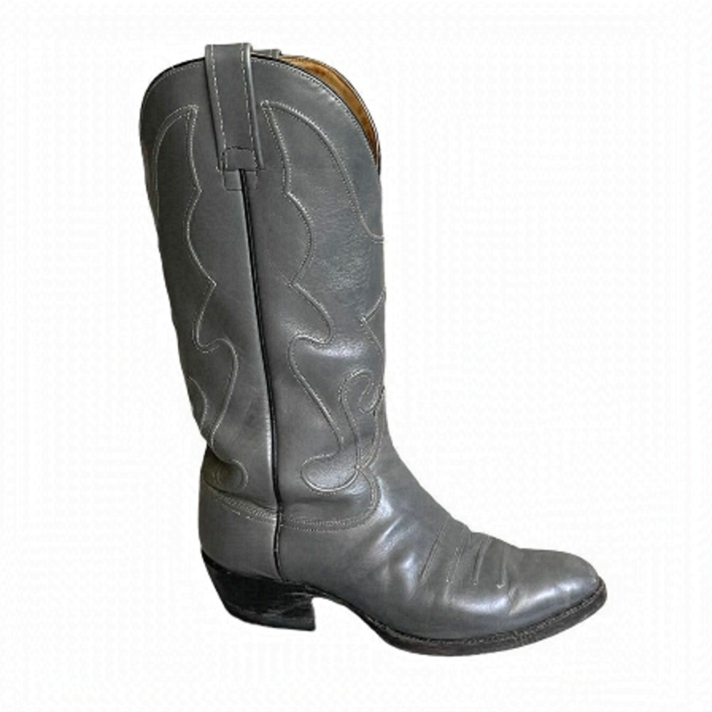 Rio Bravo Grey Leather Western Cowboy Boots Size 9